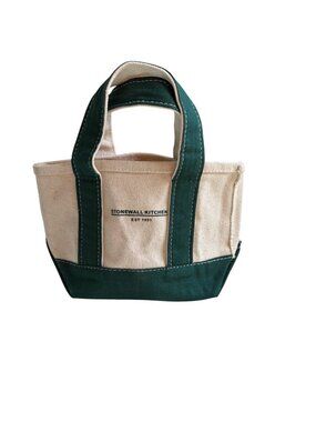 Stonewall Kitchen Mini Canvas Tote Bag (Cream with Green Trim)